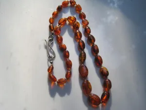 Vintage Real Amber Necklace: Cognac or Honey Amber Beads