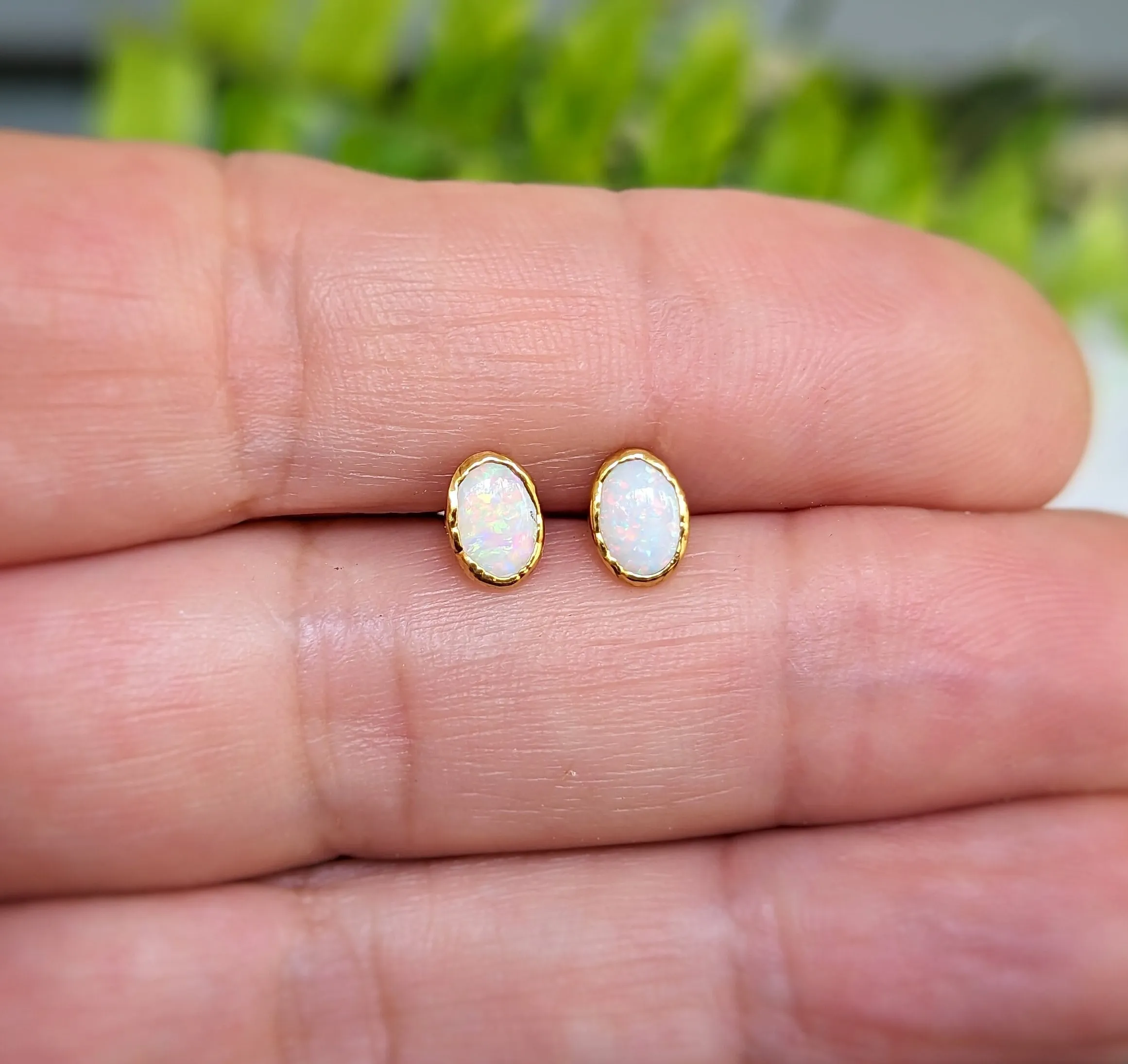 White Australian Opal stud earrings