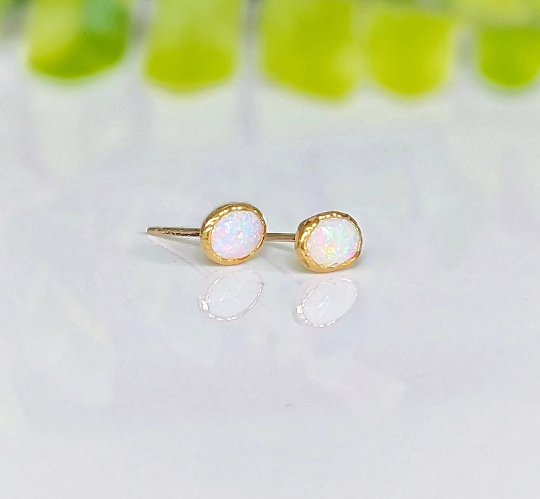 White Australian Opal stud earrings