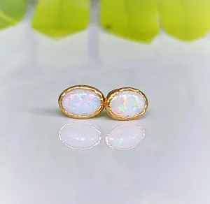 White Australian Opal stud earrings