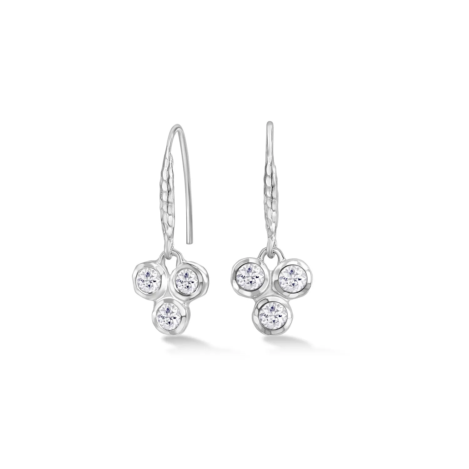 White Topaz Array Trio Drop Earrings