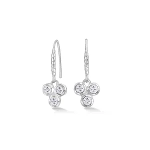 White Topaz Array Trio Drop Earrings