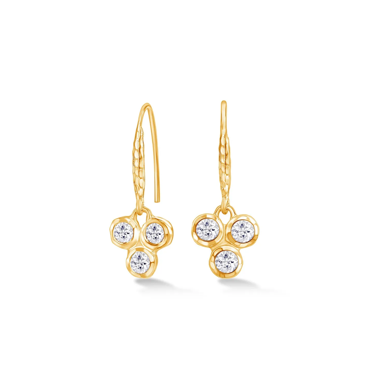 White Topaz Array Trio Drop Earrings