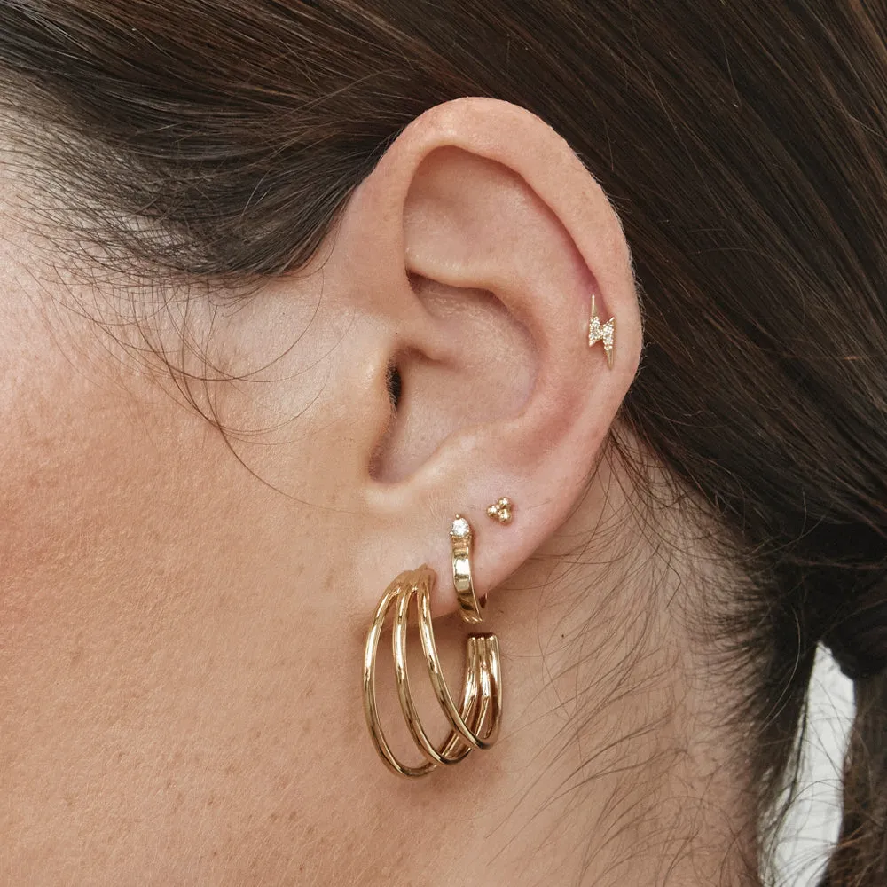 White Topaz Stud Huggies in Gold