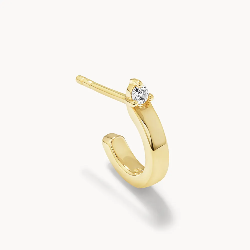 White Topaz Stud Huggies in Gold
