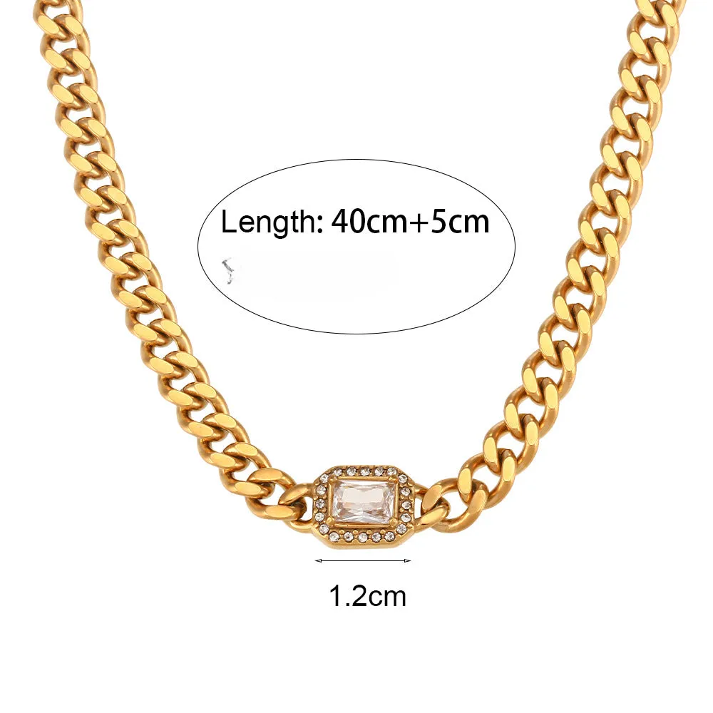 Wholesale  Cuban Zircon Stainless Steel Bracelet