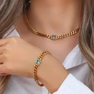 Wholesale  Cuban Zircon Stainless Steel Bracelet