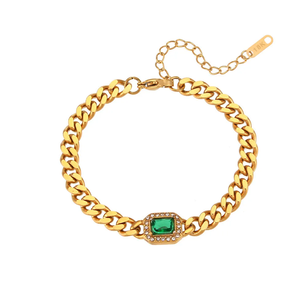 Wholesale  Cuban Zircon Stainless Steel Bracelet