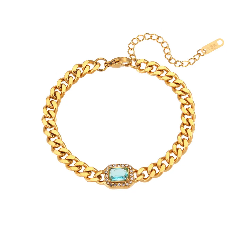 Wholesale  Cuban Zircon Stainless Steel Bracelet