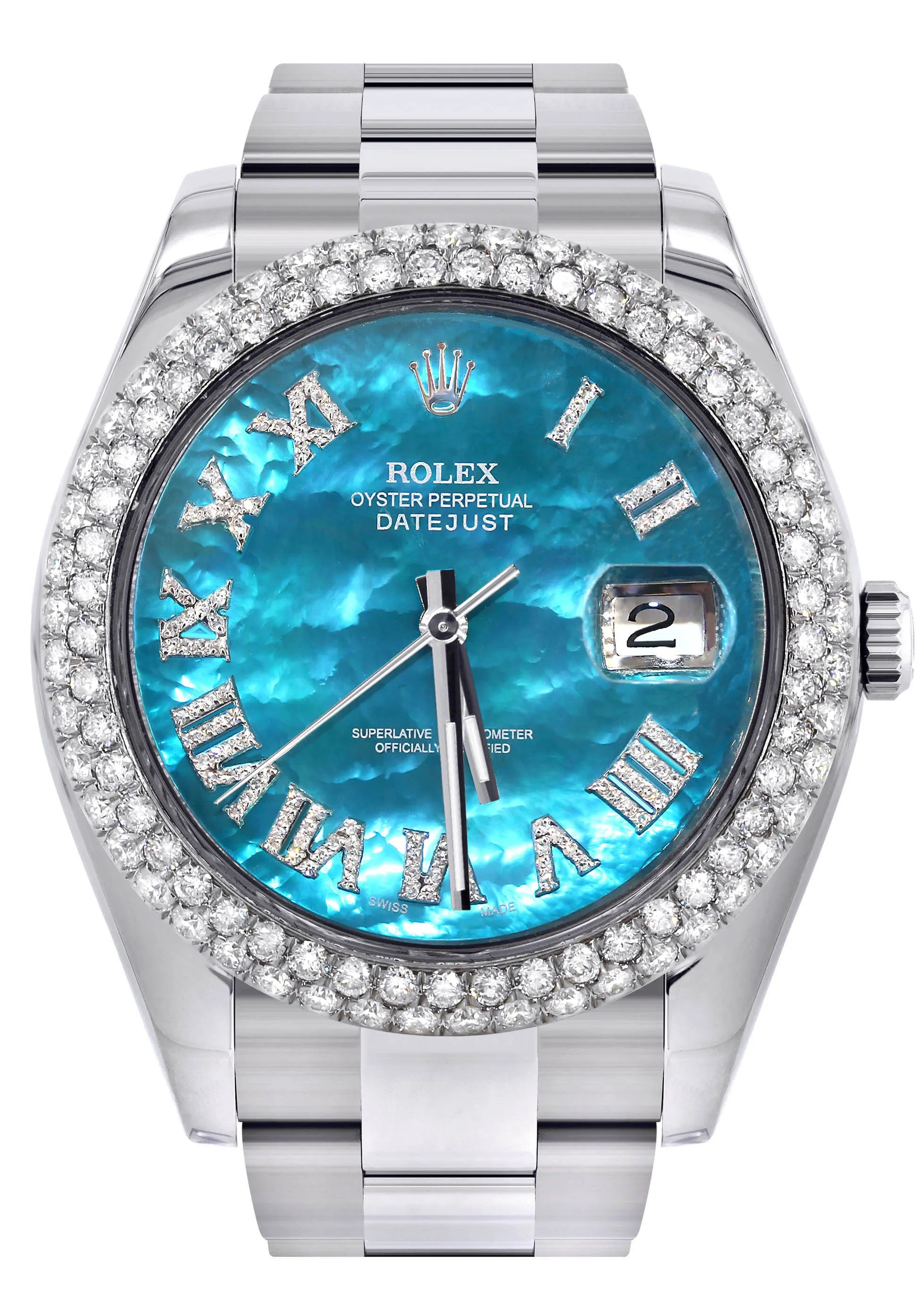 Womens Rolex Datejust II Watch | 41 MM | Aquamarine Mother of Pearl Dial | Two Row | Oyster Band