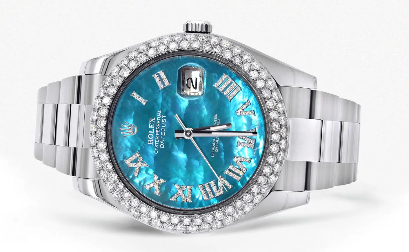 Womens Rolex Datejust II Watch | 41 MM | Aquamarine Mother of Pearl Dial | Two Row | Oyster Band