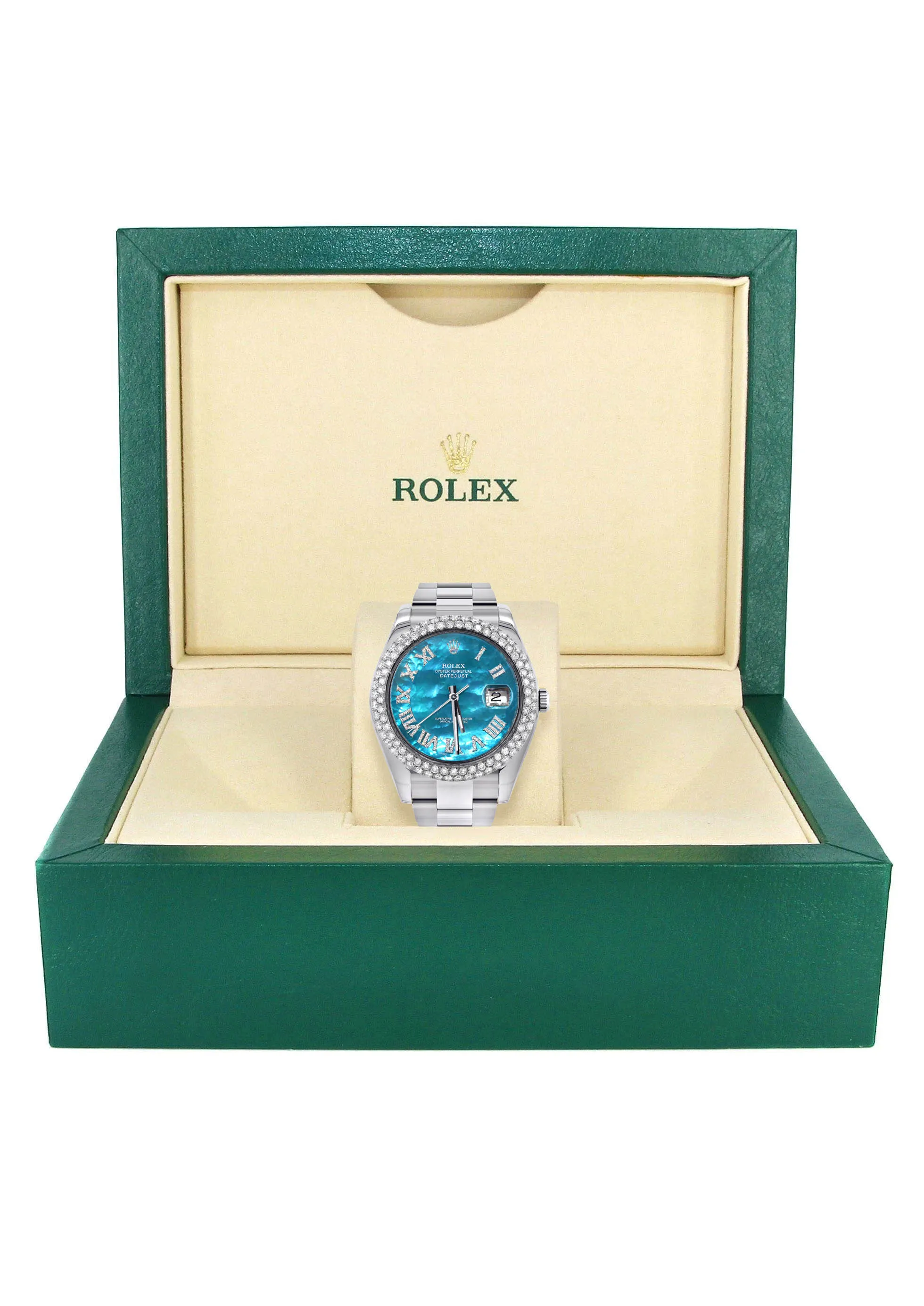 Womens Rolex Datejust II Watch | 41 MM | Aquamarine Mother of Pearl Dial | Two Row | Oyster Band