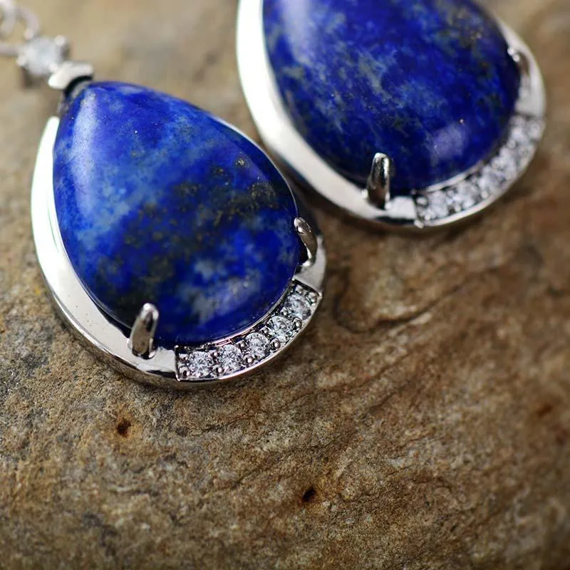 'Yuwin' Lapis Lazuli Rhinestones Earrings