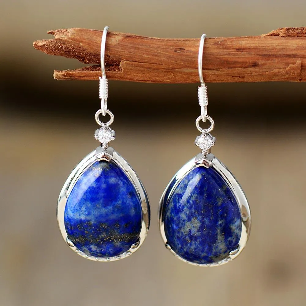 'Yuwin' Lapis Lazuli Rhinestones Earrings